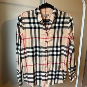 Burberry check cotton button on up shirt